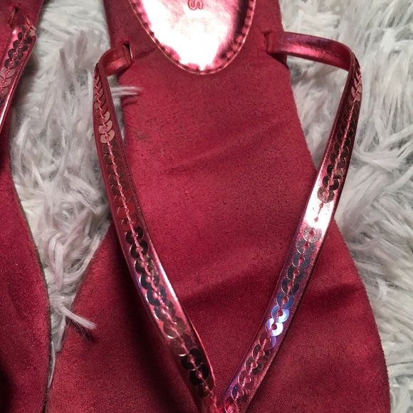 Express Pink Sequins Flip Flops Size Women’s 10 - Picture 2 of 6